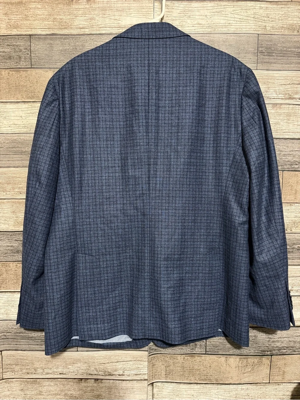 Joseph Abboud Modern 100% Virgin Wool Plaid Blazer 46R Blue Lanificio Di Pray